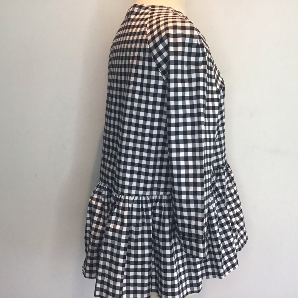 Victoria Beckham for Target Black and White Gingham Twill Peplum blouse Medium - Picture 5 of 11